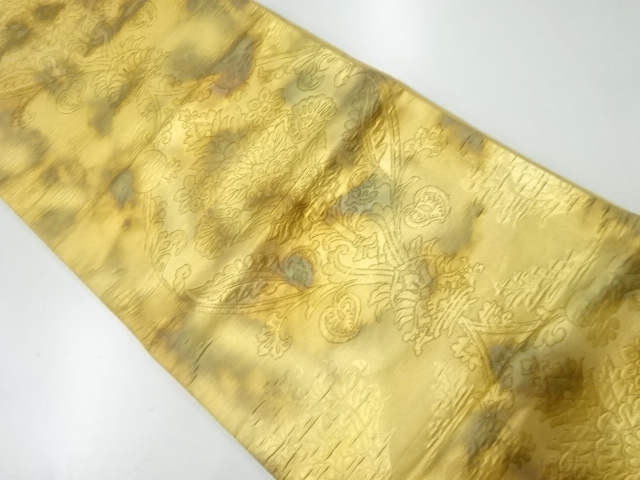 リサイクル　草花模様織出し袋帯